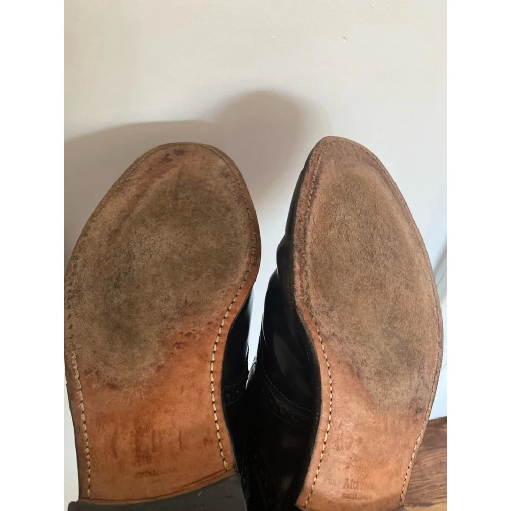 Johnston & Murphy Leather‎ Brogue Oxford Black USA Classic Gentlemen Office 10.5